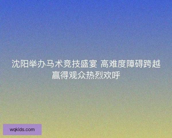 沈阳举办马术竞技盛宴 高难度障碍跨越赢得观众热烈欢呼 沈阳举办马术竞技盛宴 高难度障碍跨越赢得观众热烈欢呼