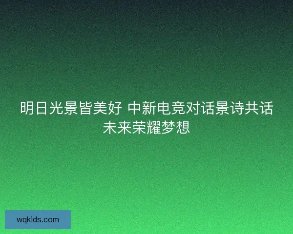 明日光景皆美好 中新电竞对话景诗共话未来荣耀梦想